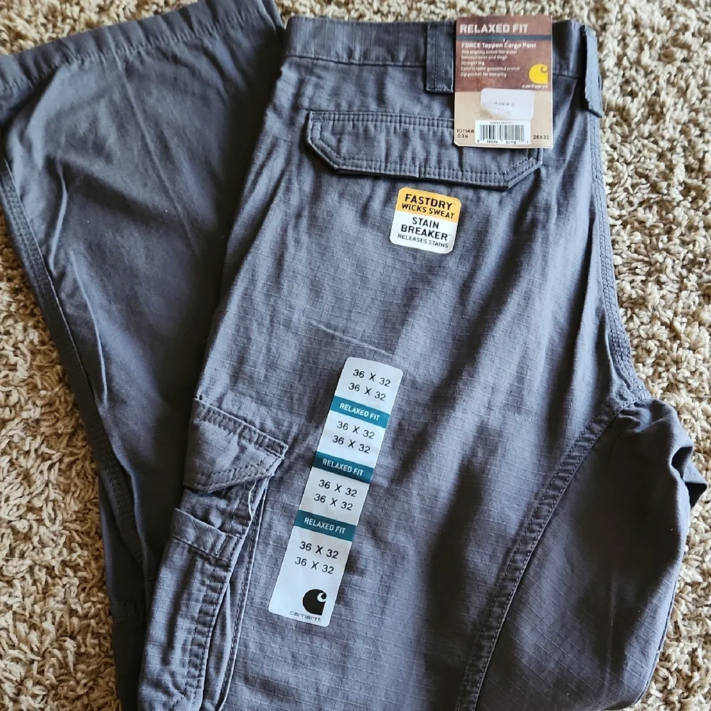 Carhartt NWT Men's Relaxed Fit Gray Cargo Pant Size 36x32 - Picture 1 of 10